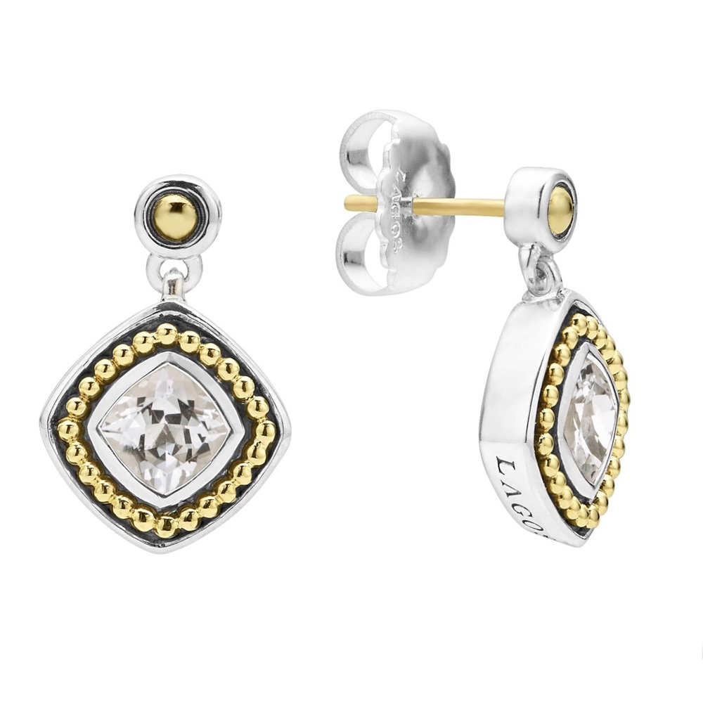 LAGOS Rittenhouse White Topaz Drop Earrings in Sterling Silver & 18K Gold